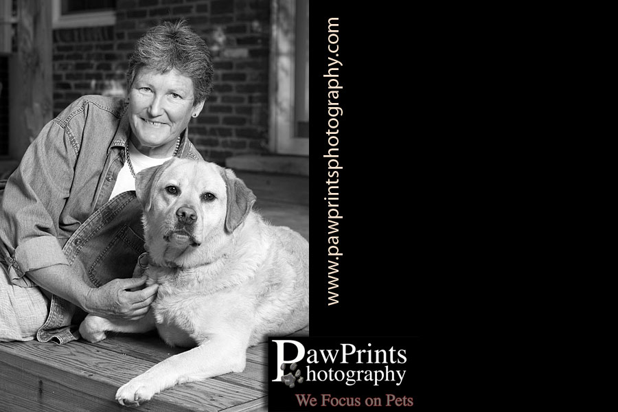 Suzanne Fauber and scout black and white